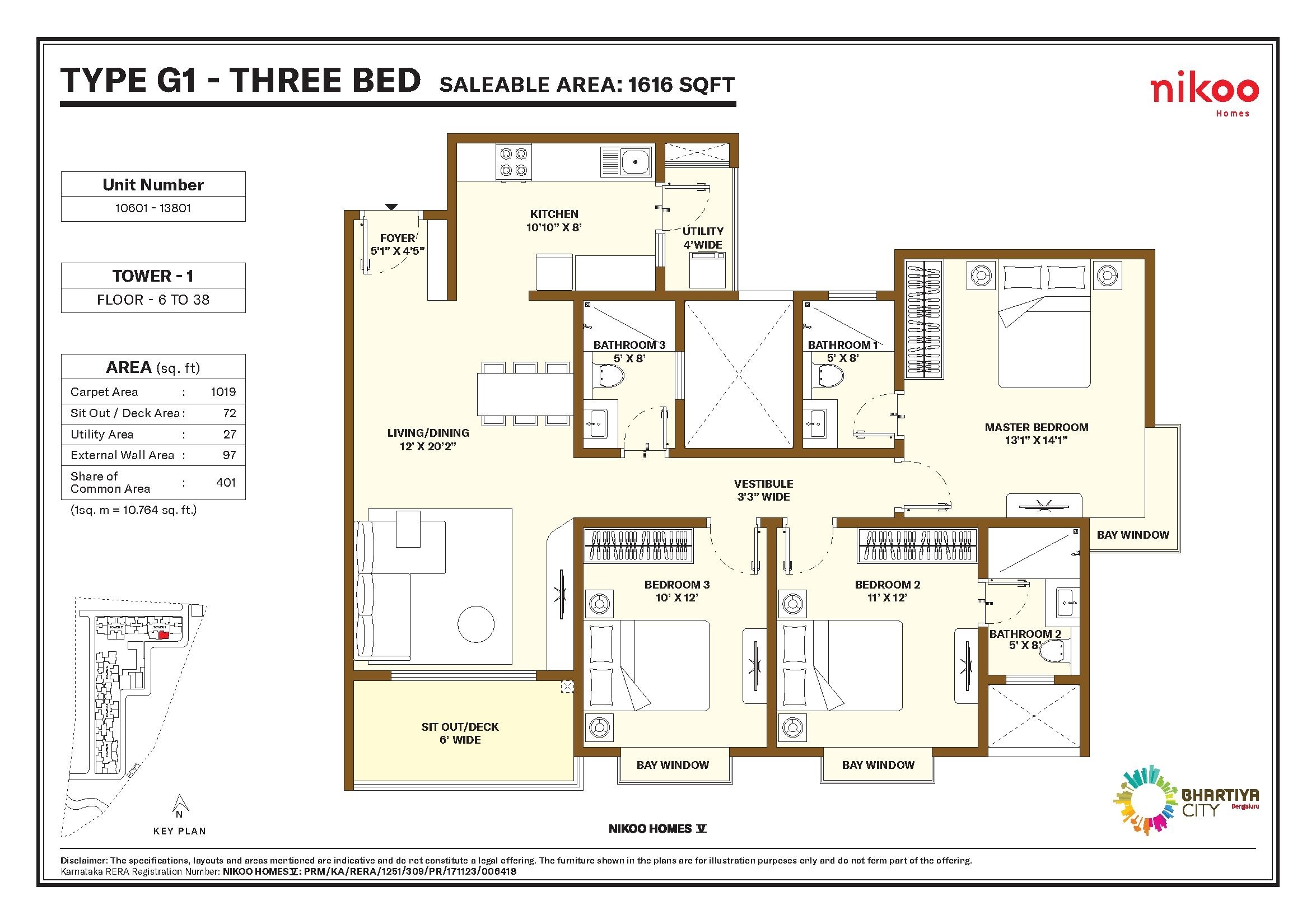 Floor plan for Bhartiya Nikoo Homes