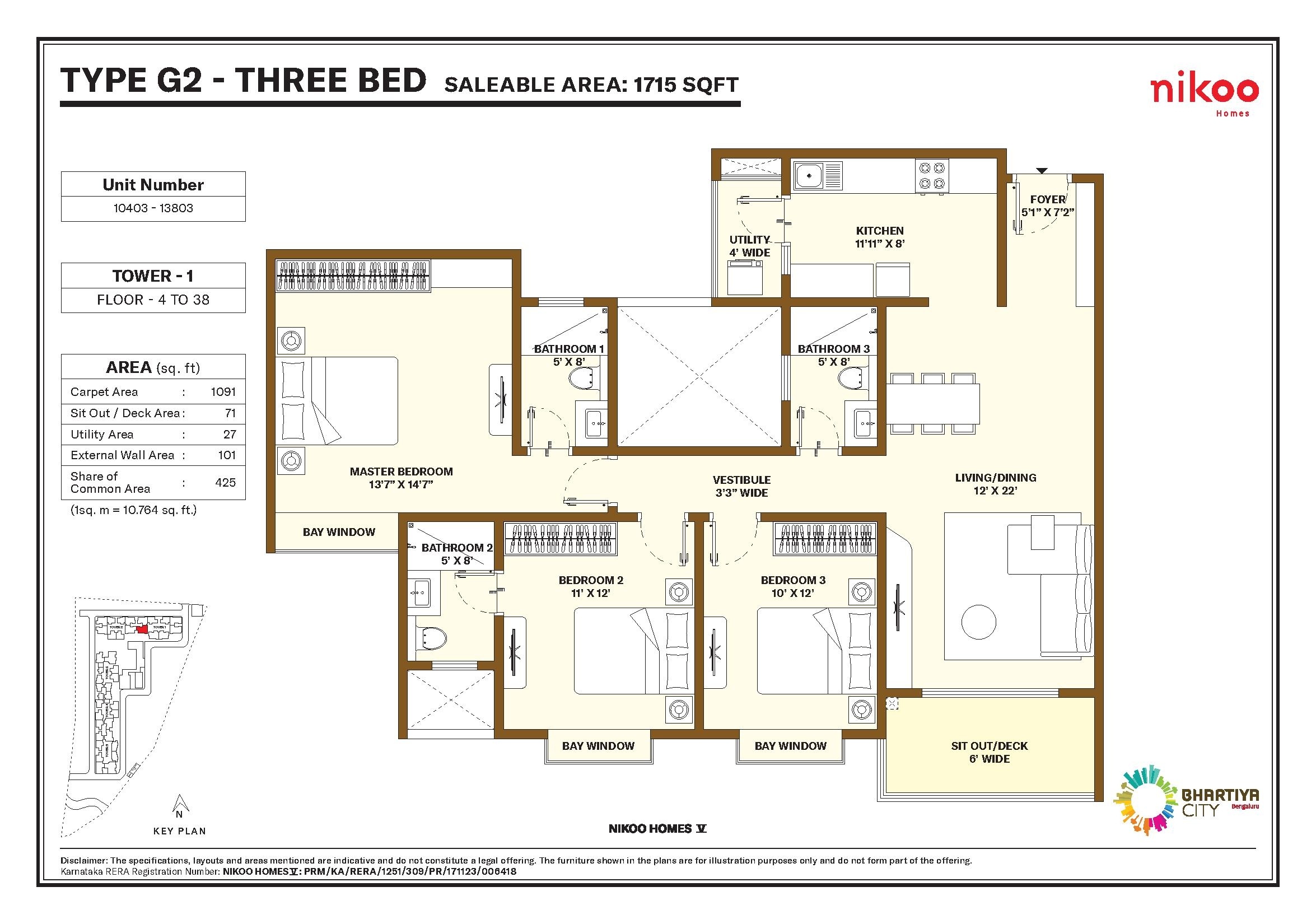 Floor plan for Bhartiya Nikoo Homes