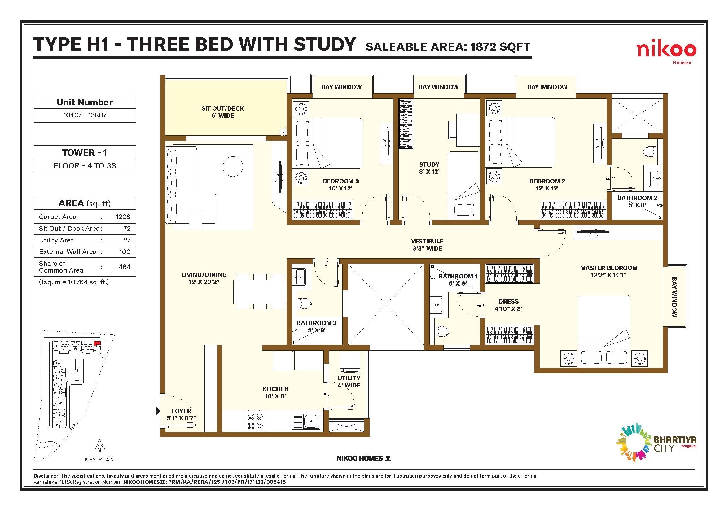 Floor plan for Bhartiya Nikoo Homes